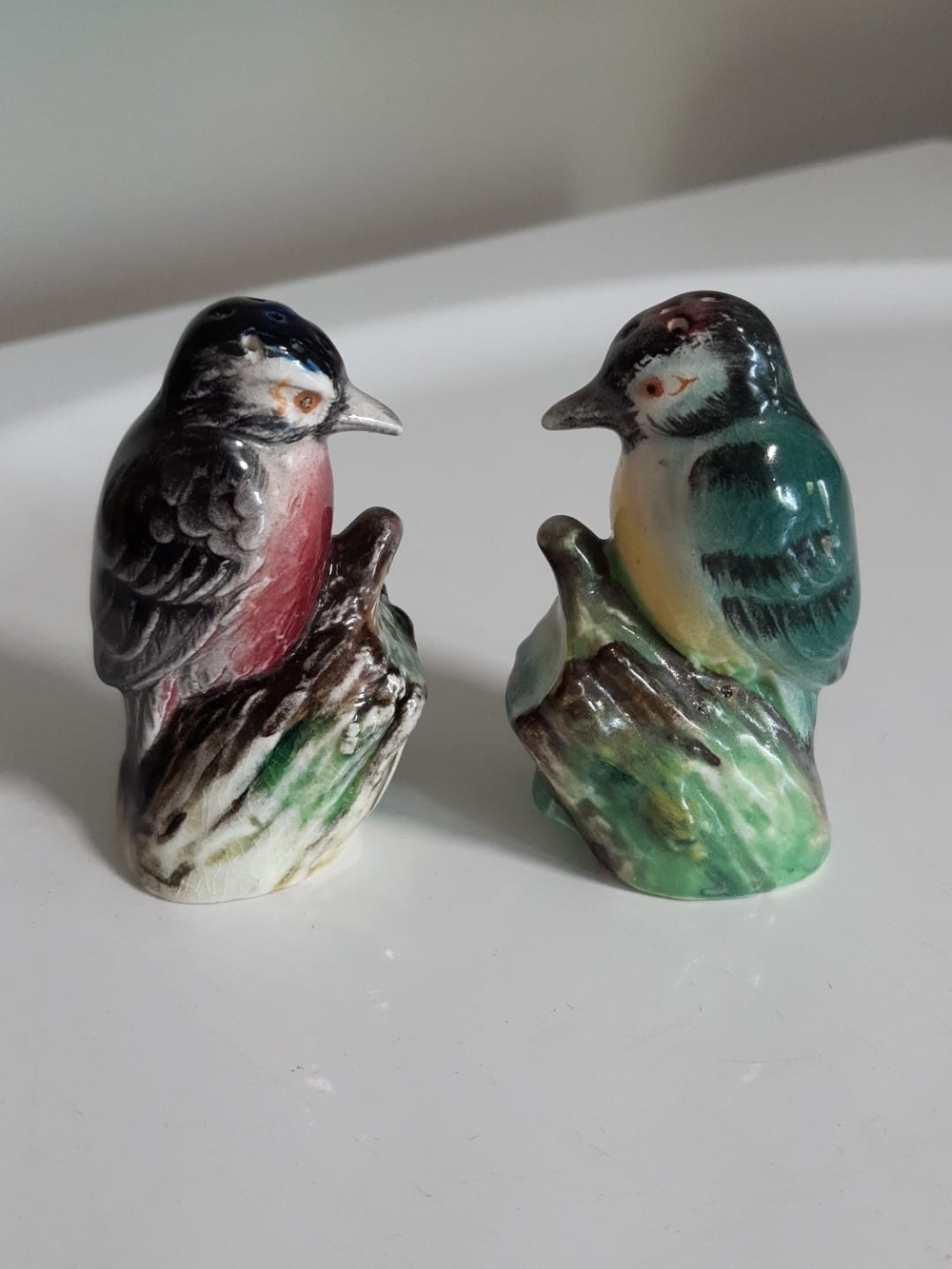 Rare 1950s Ceramic Bird Figurine Pepper and Salt Shakers